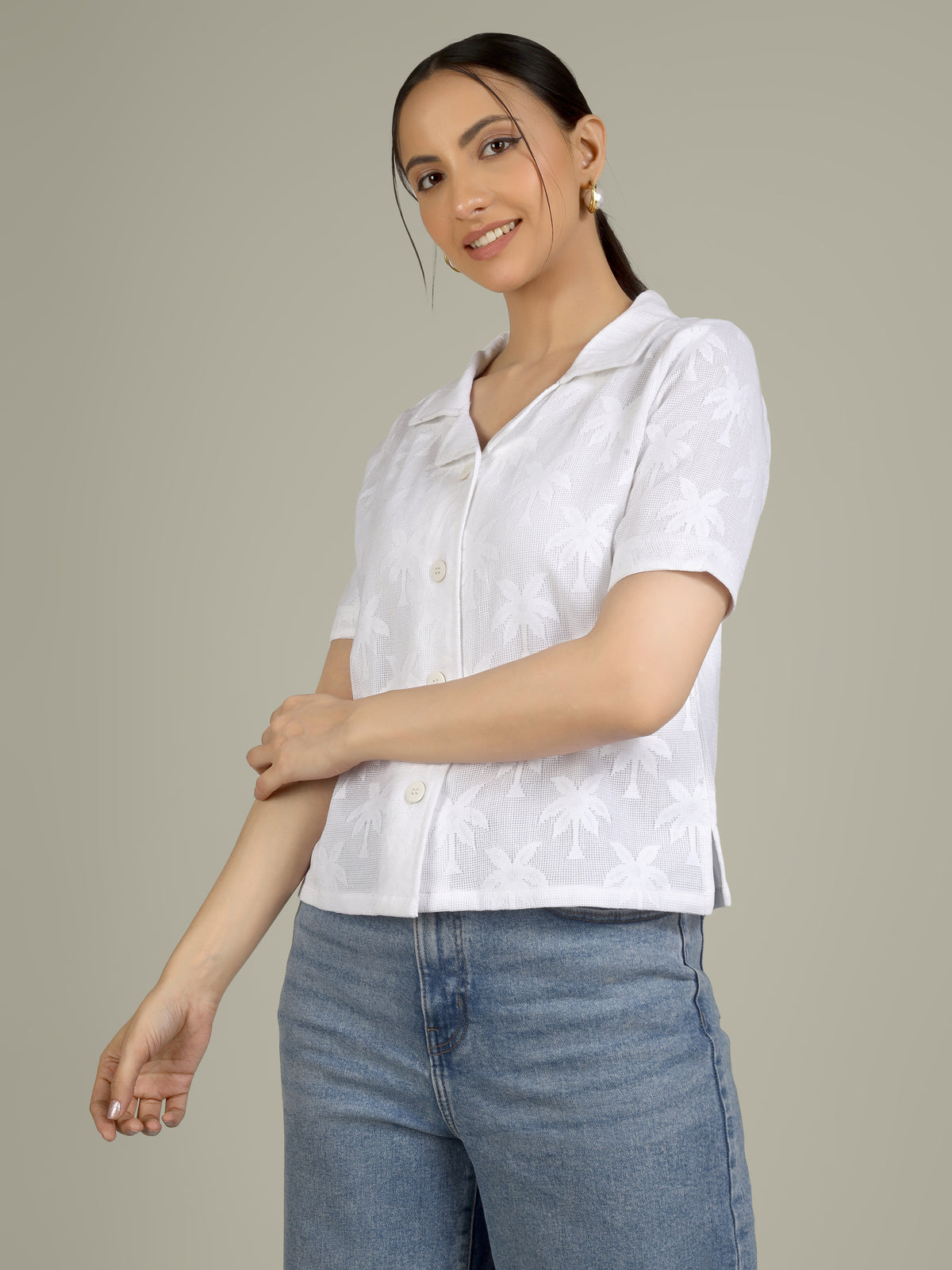 Women Shirt Tropical Palm tree design