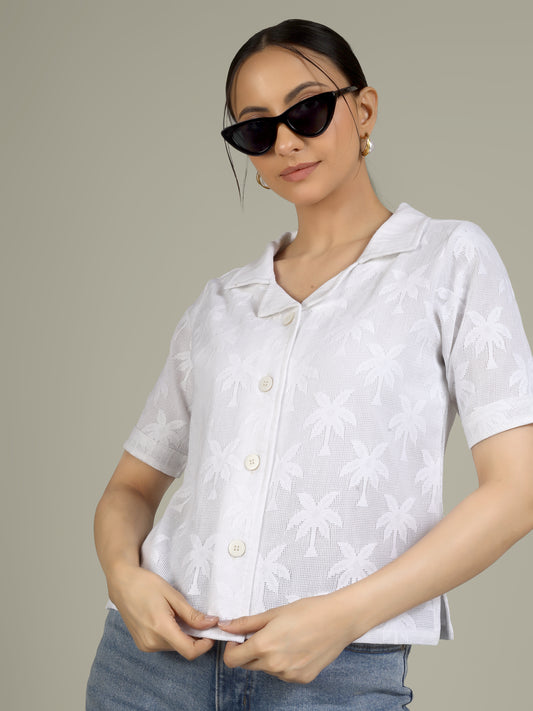 Women Shirt Tropical Palm tree design